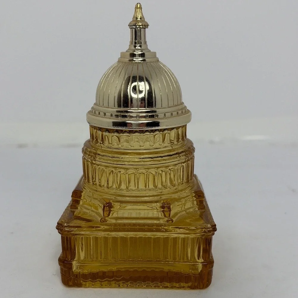 Vintage Avon The Capitol Tribute After Shave Amber Glass Bottle Decanter 5oz